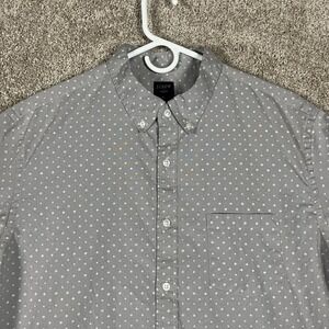 J. Crew Flex XL Gray Crosshatch Print Casual Dress Shirt Pocket Cross Pattern